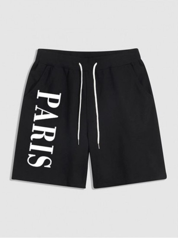 PARIS Drawstring Streetwear Sweat Shorts