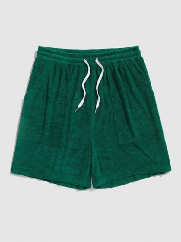 Terry Cloth Drawstring Pocket Shorts