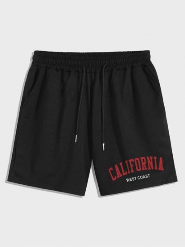 CALIFORNIA Print Casual Drawstring Shorts