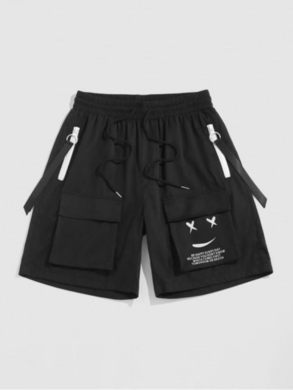 Smile Graphic Zip Cargo Shorts