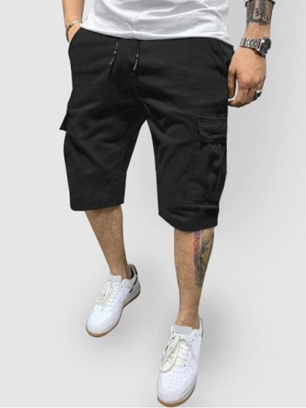 Multi Pockets Design Solid Color Cargo Shorts