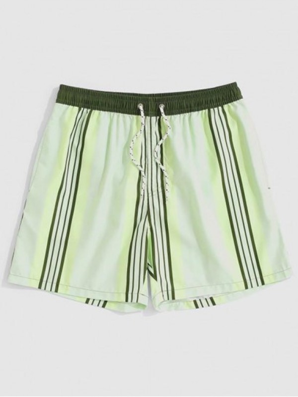 Striped Print Drawstring Vacation Shorts