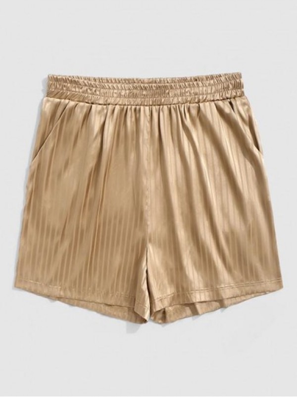 Vertical Stripe Silky Satin Shorts