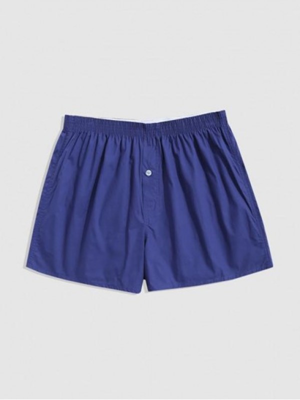 Solid Color Button Fly Casual Shorts