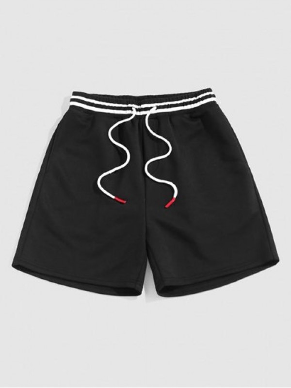 Streetwear Pure Color Drawstring Sweat Shorts