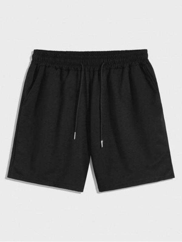 Solid Color Drawstring Sweat Shorts