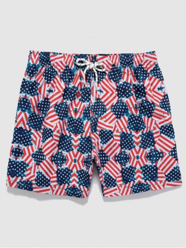 Drawstring Pockets American Flag Casual Shorts