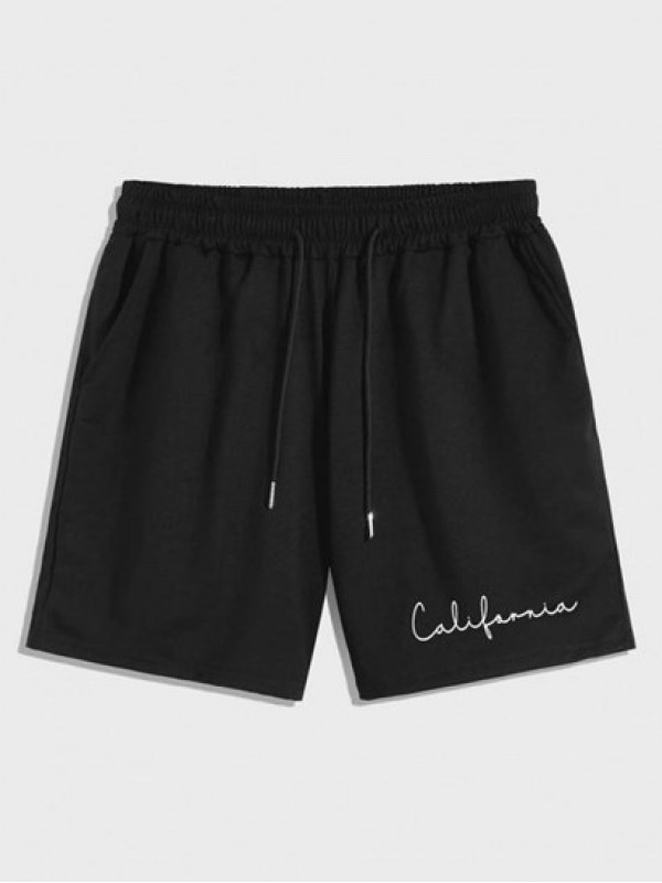 Handwriting California Letter Print Casual Shorts