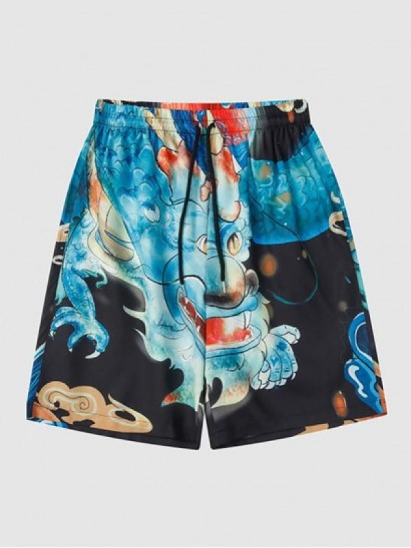 Chinese Dragon Drawstring Beach Shorts