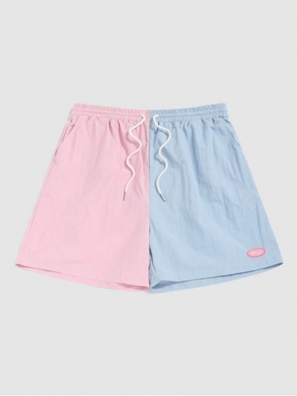 Two-tone Drawstring Casual Shorts