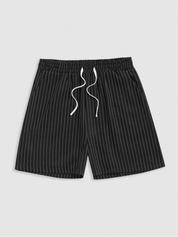 Striped Pattern Drawstring Casual Shorts