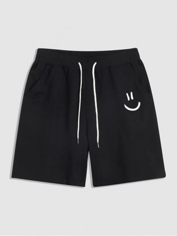 Smile Face Graphic Streetwear Cotton Sweat Shorts