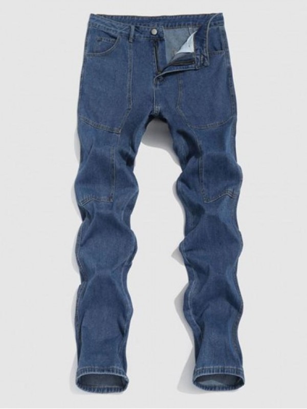 Loose Straight Leg Zipper Fly Jeans