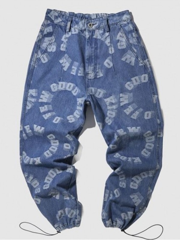 Letters Print Joggers Jeans