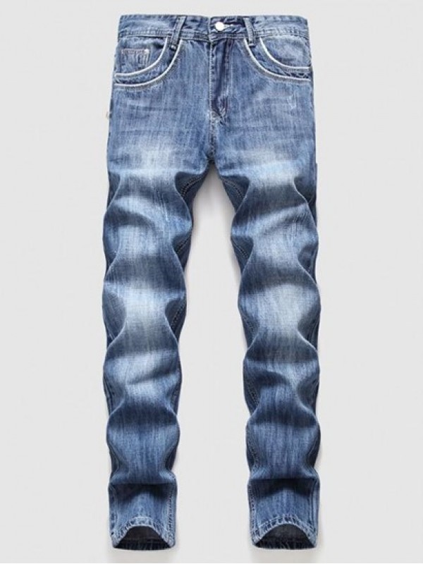 Contrasting Trim Scratch Jeans