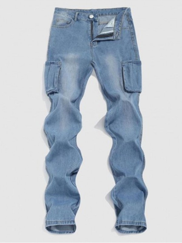 Multi-pocket Design Straight Leg Jeans