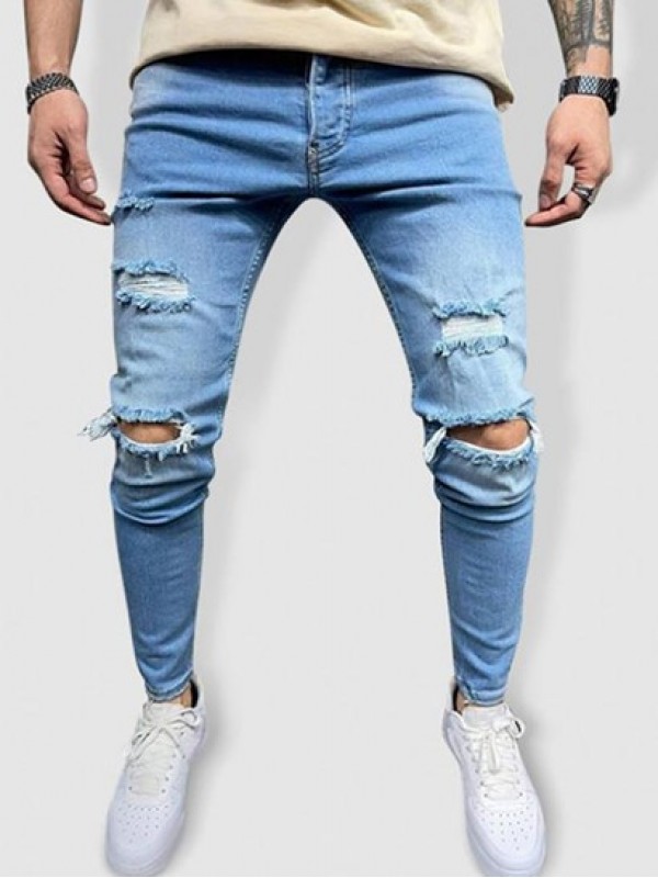 Casual Destroyed Frayed Jeans