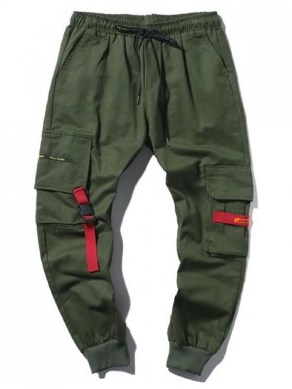 Applique Long Cargo Jogger Techwear Pants