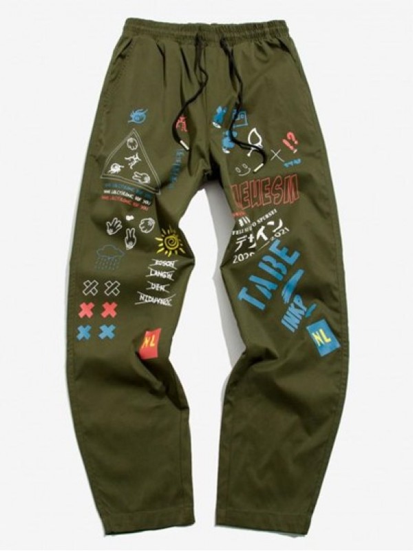 Made In China Letter Graffiti Graphic Y2K Aesthetic Pants