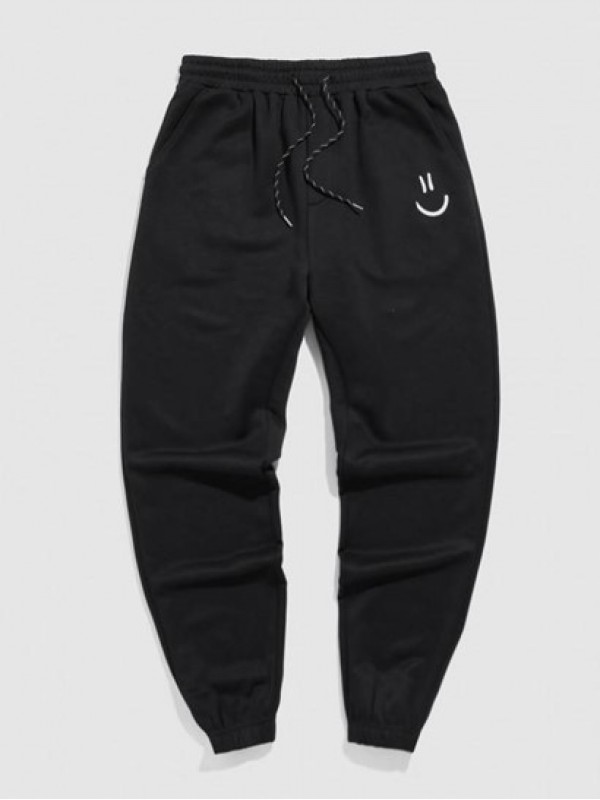 Smile Face Embroidery Sports Jogger Sweatpants