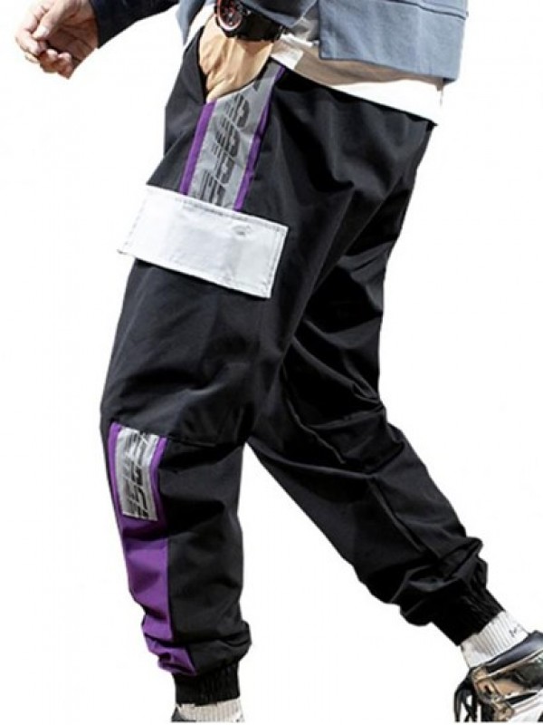 Letter Print Contrast Cargo Jogger Techwear Pants