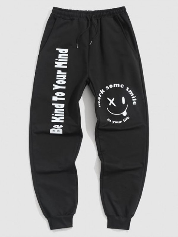 Mark Your Naughty Smile Slogan Jogger Graphic Sweatpants