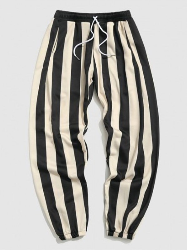 Contrasting Stripe Print Jogger Sweatpants