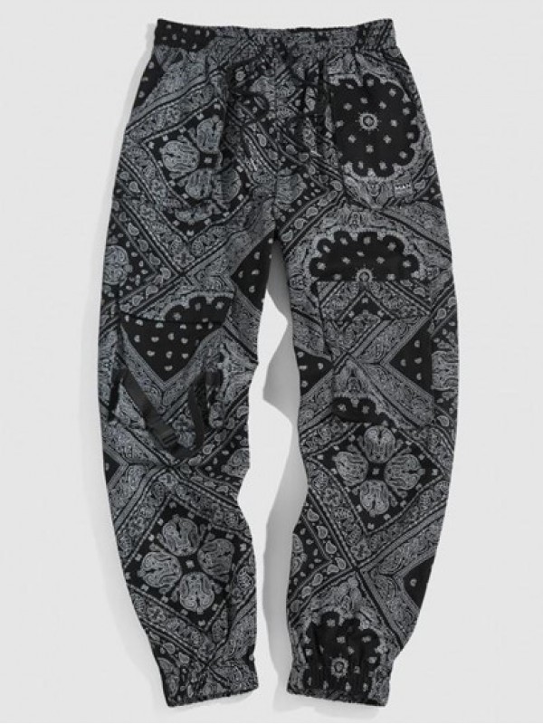 Y2K Aesthetic Streetwear Paisley Bandana Print Cargo Pants