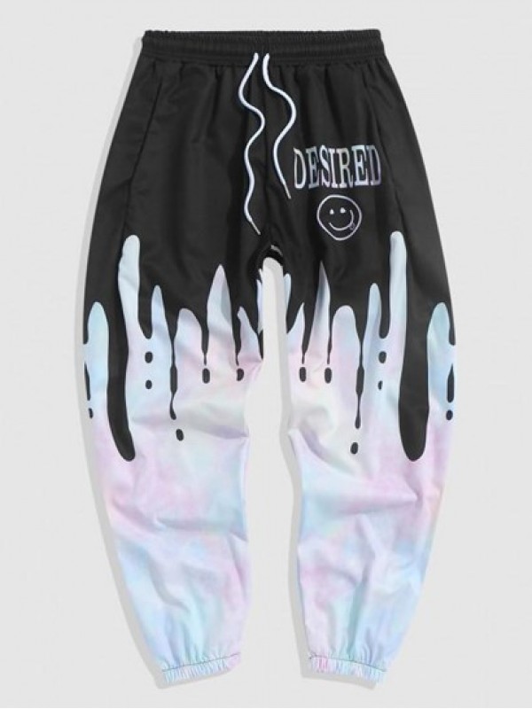 Tie Dye Print Casual Pocket Beam Feet Pants