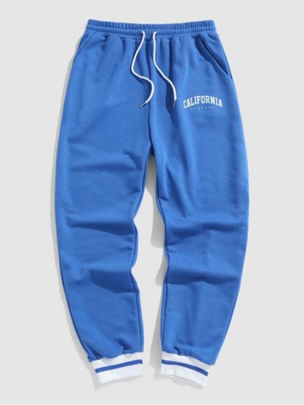 Letter CALIFORNIA Printed Drawstring Jogger Pants