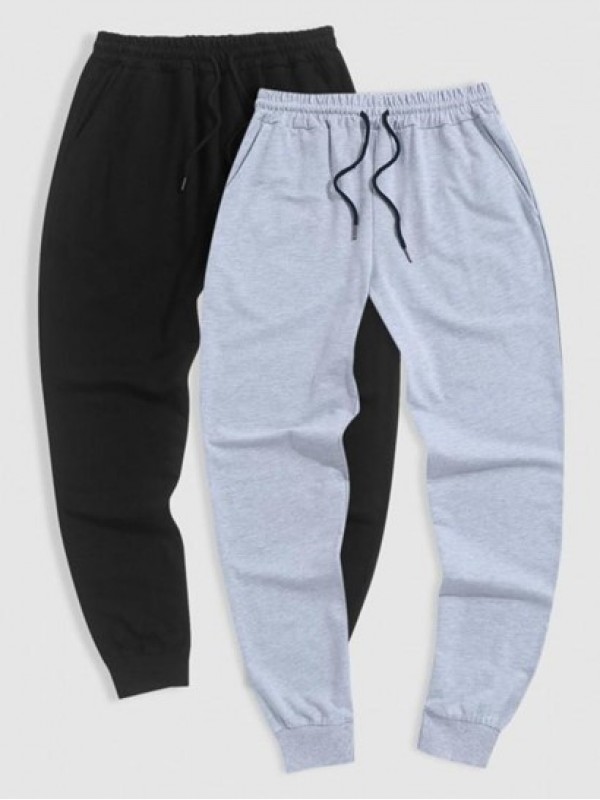 2Pcs Solid Color Jogger Sweatpants