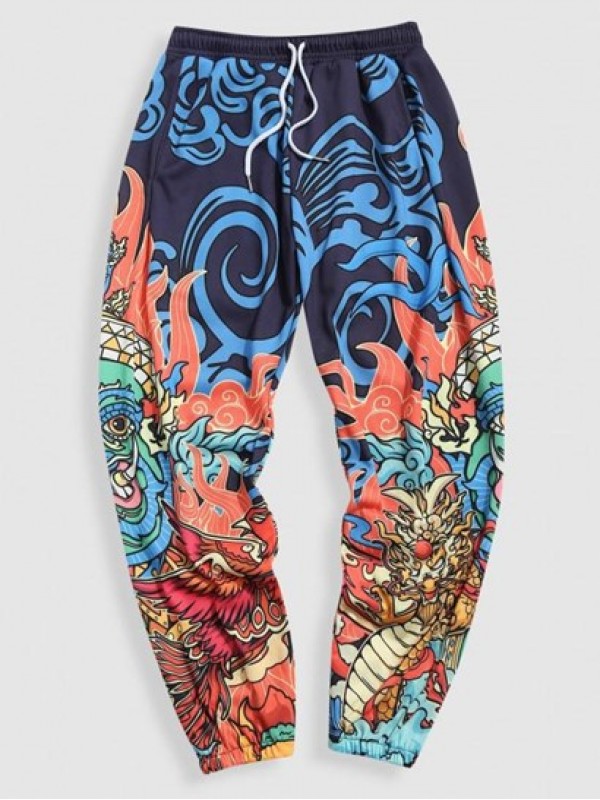 Dragon Graphic Y2K Aesthetic Oriental Sweatpants