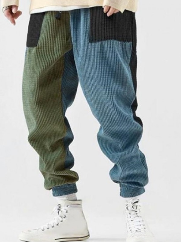 Colorblock Corduroy Jogger Pants