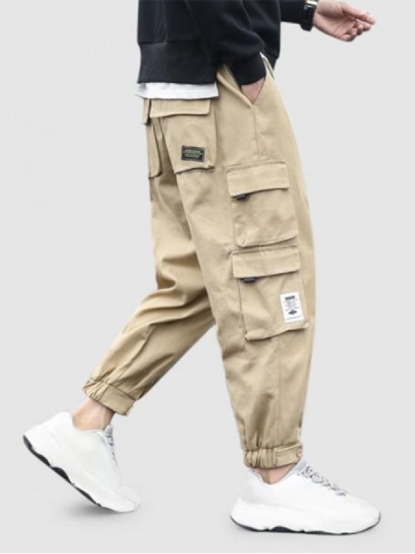 Solid Color Multi-pocket Design Jogger Cargo Pants