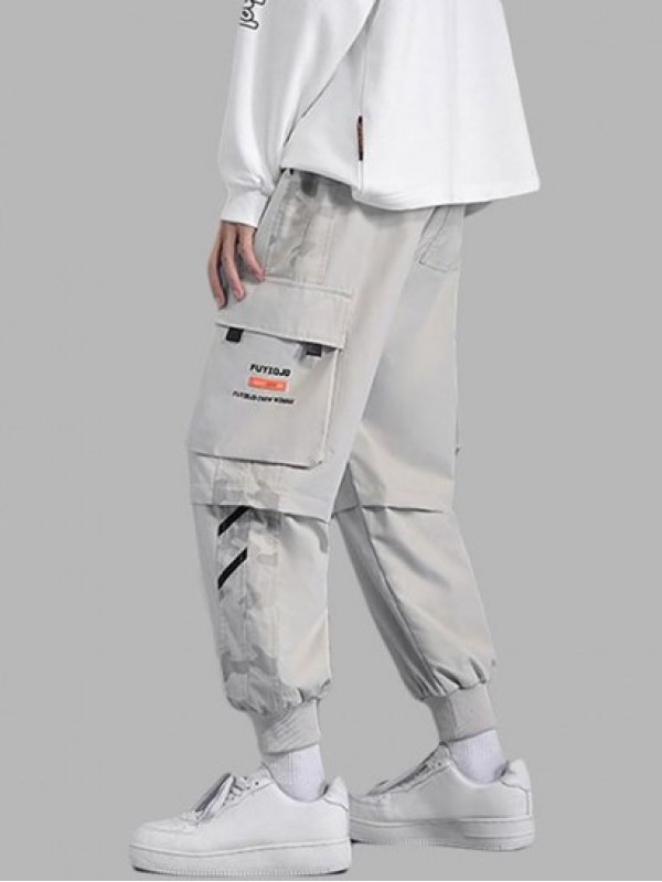 3D Pocket Drawstring Cargo Beam Feet Pants