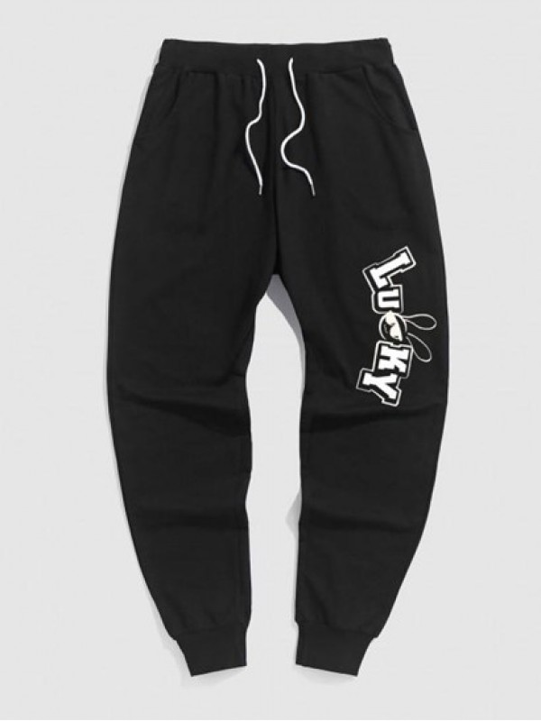 Letter Rabbit Graphic Pattern Sports Sweatpants