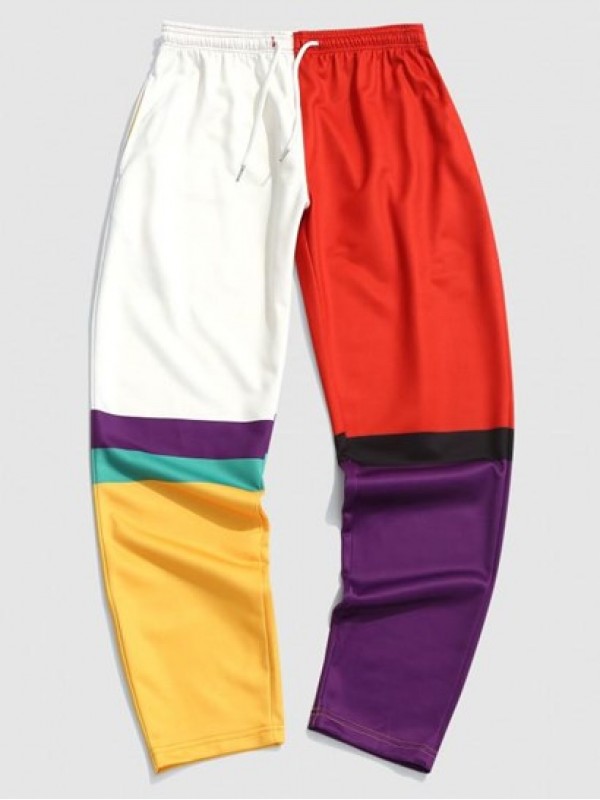 Colorblock Patchwork Casual Pants