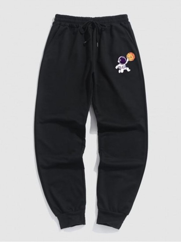 Moon And Astronaut Printed Sweatpants