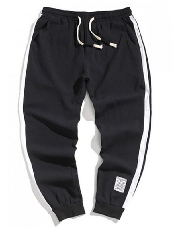 Color Spliced Elastic Waist Jogger Pants