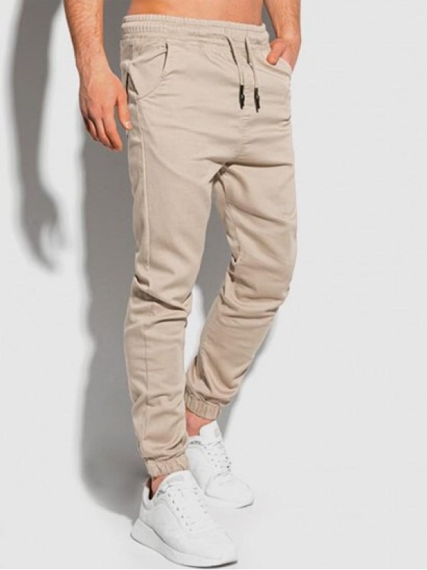 Solid Color Drawstring Multi-pocket Cargo Jogger Pants