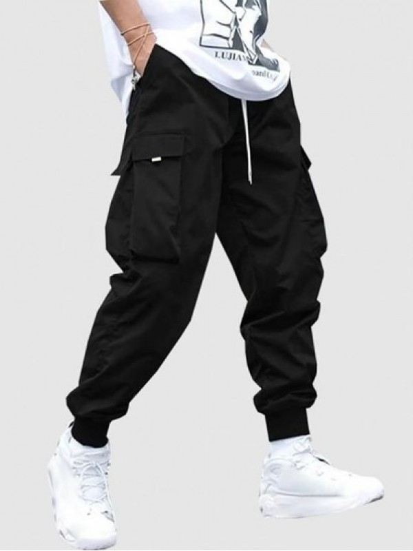 Flap Pocket Drawstring Techwear Cargo Pants