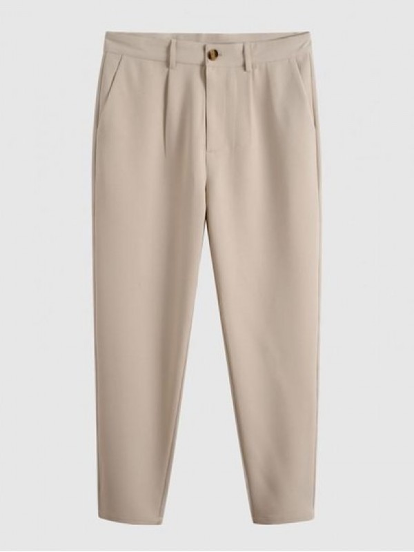 Ruched Solid Color Tapered Work Pants