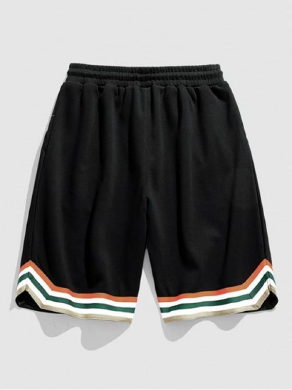 Rainbow Drawstring Striped Semi-sheer Shorts