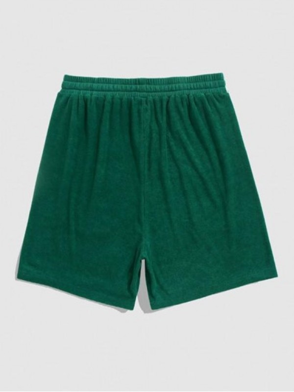 Terry Cloth Drawstring Pocket Shorts