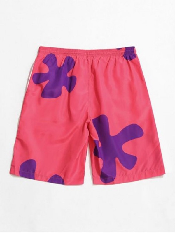 Floral Print Drawstring Board Shorts