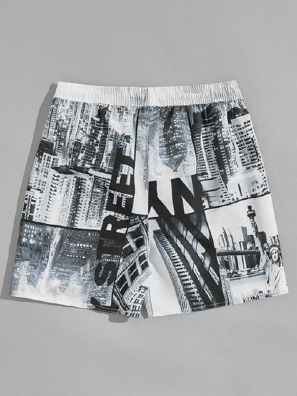 Architecture And Liberty Pockets Print Shorts