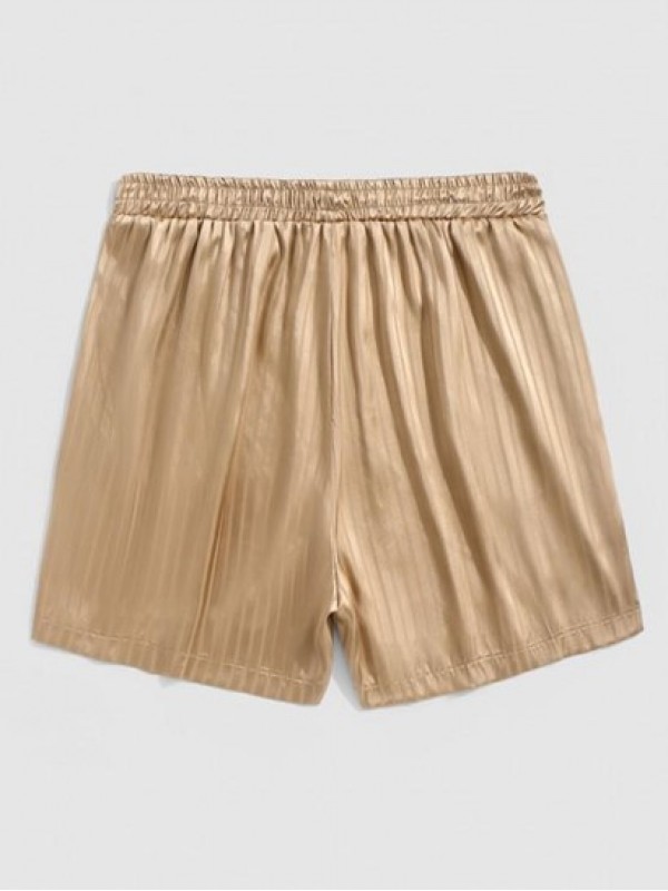 Vertical Stripe Silky Satin Shorts