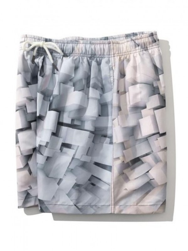 Cubist Geometric 3D Pattern Shorts