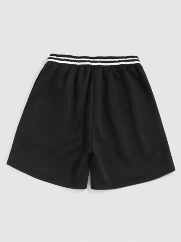 Streetwear Pure Color Drawstring Sweat Shorts