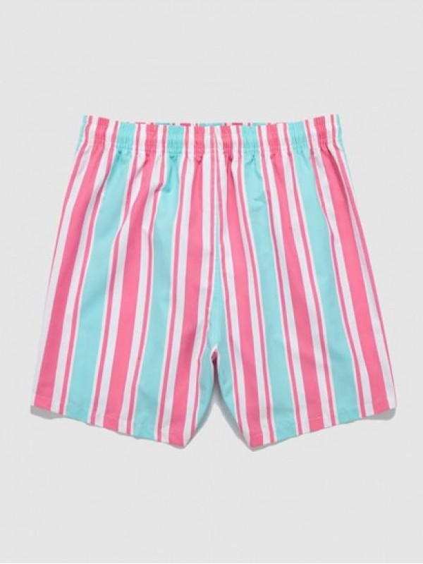 Striped Pocket Drawstring Beach Shorts